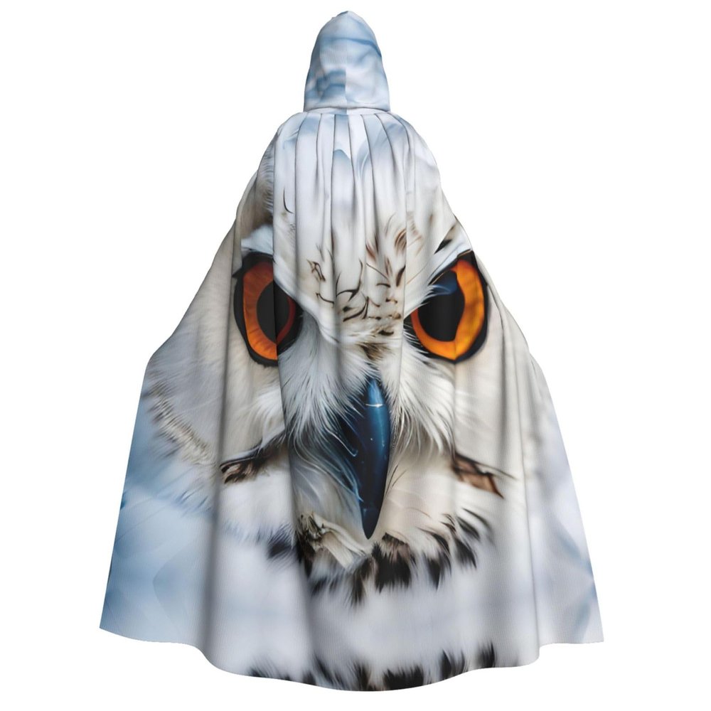 YQxwJL Snowy Owl Eyes Print Men Hooded Cloak,Wizard Hooded Robe,Witch Cape Cosplay Costume Halloween Party Capes