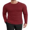 Ekouaer Men's Long Sleeve Shirts Honeycomb Waffle Pullover Sweater Crewneck Thermal Tops Lightweight Undershirts Wine Red view 1