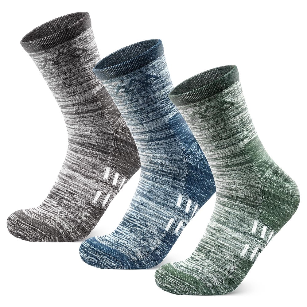 innotree 3 Pack Merino Wool Hiking Socks for Men, Micro Crew Cushioned Moisture Wicking Trekking Socks,X Large