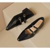 CPMBFDC Women's Mary Jane Flats Fashion Pointed Toe Low Heel Ballet Flats Adjustable Straps Comfortable Dress Flats (Black,8) view 3