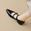 CPMBFDC Women's Mary Jane Flats Fashion Pointed Toe Low Heel Ballet Flats Adjustable Straps Comfortable Dress Flats (Black,8) view 4