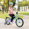 HONEY JOY Kids Bike, 12 14 16 18 Inch Toddler Bikes w/Training Wheels, Handbrake & Coaster Brake, Fully Enclosed Chain, Adjustable Handlebar & Seat, Kids Bicycle (16 Inch, Turquoise) view 2