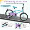 HONEY JOY Kids Bike, 12 14 16 18 Inch Toddler Bikes w/Training Wheels, Handbrake & Coaster Brake, Fully Enclosed Chain, Adjustable Handlebar & Seat, Kids Bicycle (16 Inch, Turquoise) view 4