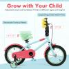 HONEY JOY Kids Bike, 12 14 16 18 Inch Toddler Bikes w/Training Wheels, Handbrake & Coaster Brake, Fully Enclosed Chain, Adjustable Handlebar & Seat, Kids Bicycle (14 Inch, Blue) view 4