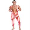 easyforever Men's Christmas Candy Cane Costume Striped Suspender Bodysuit Jumpsuit Clubwear Red&White X-Large view 2