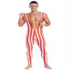 easyforever Men's Christmas Candy Cane Costume Striped Suspender Bodysuit Jumpsuit Clubwear Red&White X-Large view 3