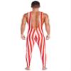 easyforever Men's Christmas Candy Cane Costume Striped Suspender Bodysuit Jumpsuit Clubwear Red&White X-Large view 4