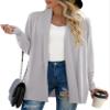 GRECERELLE Women's Long Sleeve Lightweight Open Front Business Casual Cardigan Sweater Dressy Outerwear, Grey White, X-Large view 1