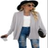 GRECERELLE Women's Long Sleeve Lightweight Open Front Business Casual Cardigan Sweater Dressy Outerwear, Grey White, X-Large view 3
