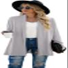 GRECERELLE Women's Long Sleeve Lightweight Open Front Business Casual Cardigan Sweater Dressy Outerwear, Grey White, X-Large view 4