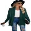 GRECERELLE Women's Long Sleeve Open Front Shawl Collar Cardigan Lightweight Ribbed Knit Dressy Sweater Jacket, Dark Green, Small view 3