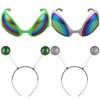 Chewtoyo 2 Pairs Of Alien Headbands And Sunglasses, Rainbow Lens Alien Cosplay Set, Antenna Head Bands, Fun Costume Accessories For Parties view 4