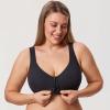 DELIMIRA Women's Inbarely Plus Front Closure Bras Posture Wireless Full Coverage Plus Size Unlined Bra Black 40DD view 4