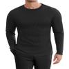 Ekouaer Men's Long Sleeve Shirts Honeycomb Waffle Pullover Sweater Crewneck Thermal Tops Lightweight Undershirts Black view 1