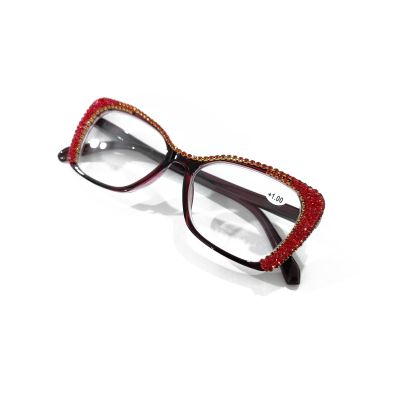 laureles Fashion Cat Eye Rhinestone Reading Glasses Women bling Diamond Reader Ladies Party Eyewear Frame Female (C1, 2.25, x)