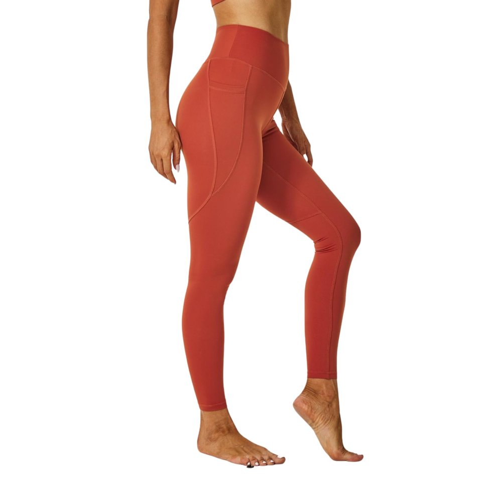 Chisportate High Waist Skinny Yoga Legging Hidden Pocket Power Flex Tummy Control Workout Stretch Sport Yoga Women Pants for Gym Exercise Fitness-Airflow Solid Orange