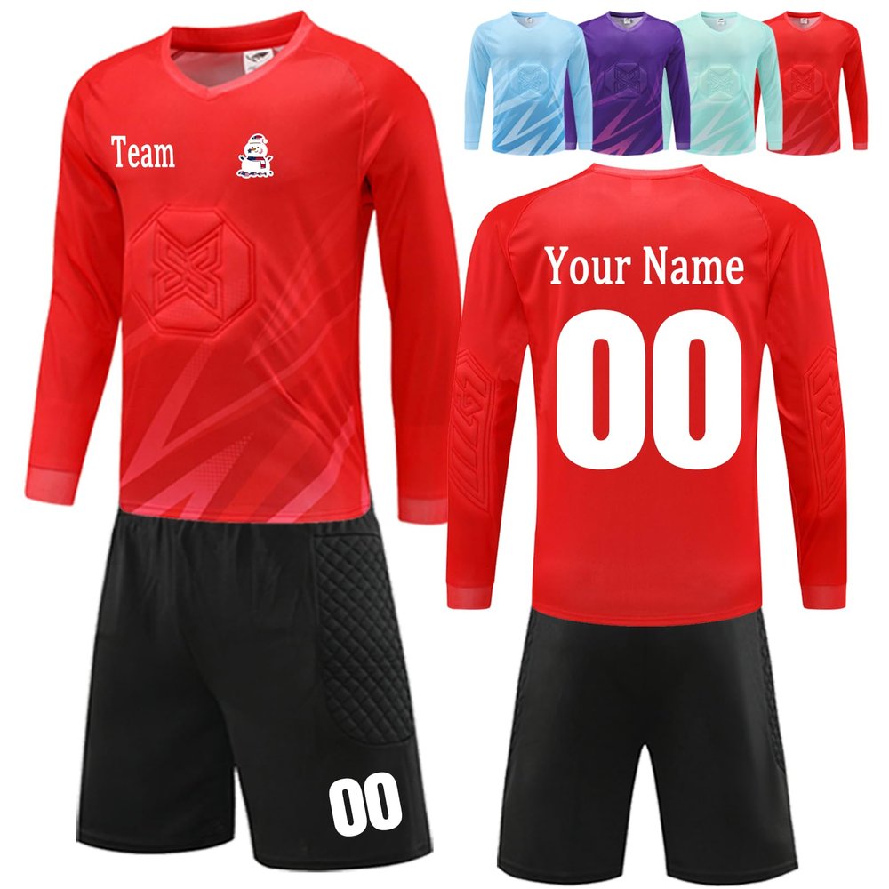Soccer Goalie Jersey Custom Goalie Shirt with Name Number Team Logo Personalized Goalkeeper Jersey Kit for Kids Adults