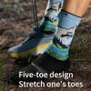 AONIJIE Hiking Toe Socks with Thickened Terry Moisture Wicking Five Finger Running Mid-Calf Socks for Men Women (US, Alpha, Medium, Regular, Regular, Blue+Green) view 2