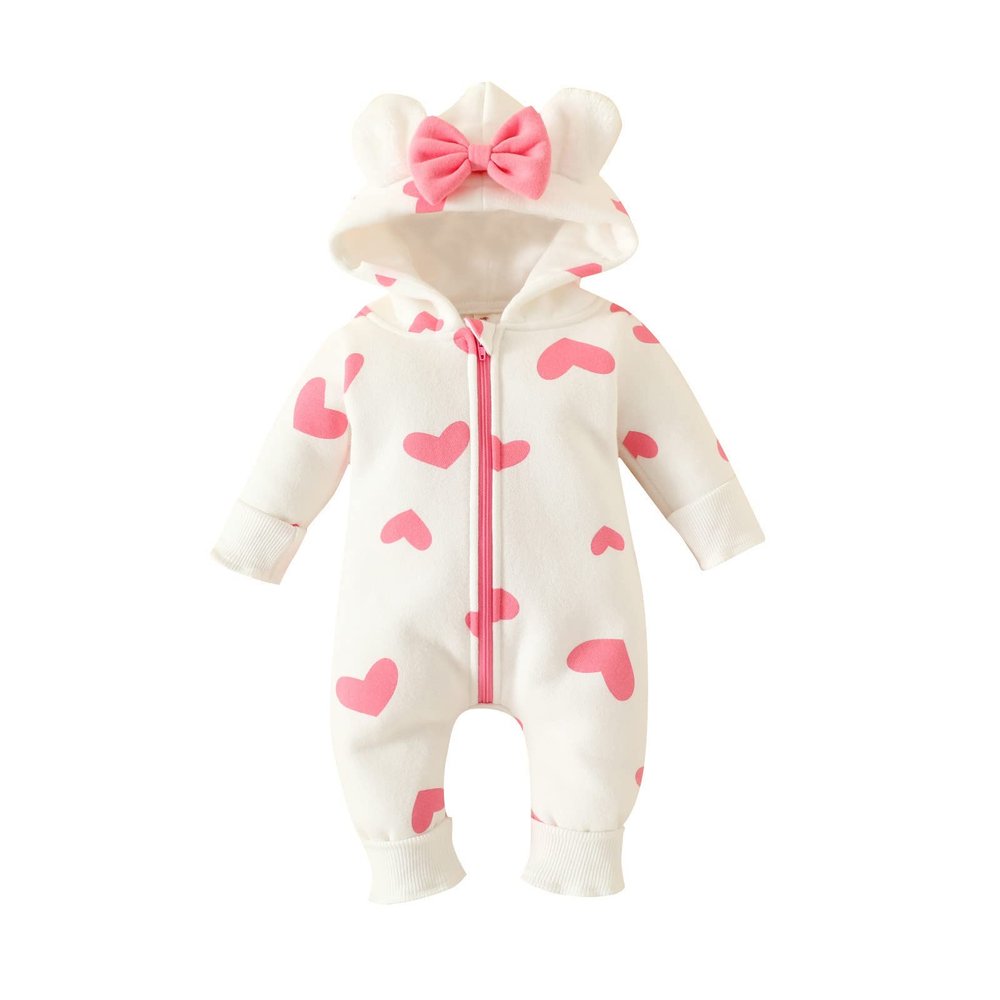 AIMAOMI Baby Snowsuit Baby Boy Snowsuit Warm Baby Winter Suit Baby Snow Suit Baby Bunting Suit Fleec Baby Bear (Red, 0-3 Months)