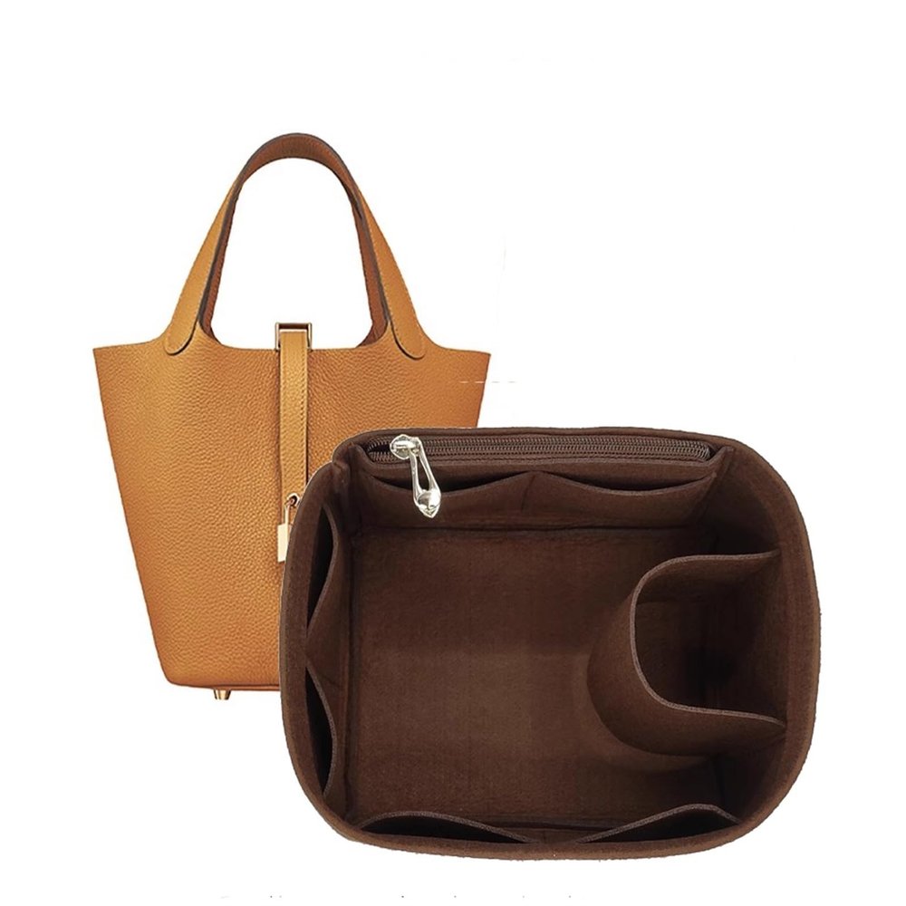 Bag Organizer Liner Storage Bag Bag Storage Insert Portable Makeup Bag for Hermes Picotin18/22/26(Coffee A,Picotin 18)