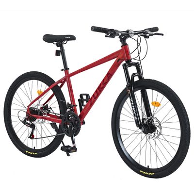 Front Suspension Hardtail Mountain Trail Bike 26 Inch, Mountain Bike for Mens Womens Student Work with 24-Speed Dual Disc Brakes Hardtail BicyclesSteel Frame,Adjustable Comfortable SaddleRed