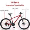 Front Suspension Hardtail Mountain Trail Bike 26 Inch, Mountain Bike for Mens Womens Student Work with 24-Speed Dual Disc Brakes Hardtail BicyclesSteel Frame,Adjustable Comfortable SaddleRed view 4