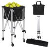 HEVIRGO Foldable Tennis Ball Cart with Wheels,Tennis Ball Basket with Wheels,Portable Tennis Ball Hopper with Wheels,Sports Teaching Tennis Ball Hopper with Removable Bag Side Pockets 1 Set view 1