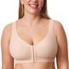 DELIMIRA Women's Inbarely Plus Front Closure Bras Posture Wireless Full Coverage Plus Size Unlined Bra Beige 36D view 2