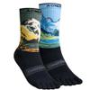AONIJIE Hiking Toe Socks with Thickened Terry Moisture Wicking Five Finger Running Mid-Calf Socks for Men Women (US, Alpha, Large, Regular, Regular, Blue+Green)