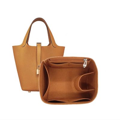 Bag Organizer Liner Storage Bag Bag Storage Insert Portable Makeup Bag for Hermes Picotin18/22/26(Brown A,Picotin 18)