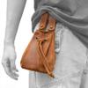 Tas Trost Durable Leather Drawstring Cartridge Bag, Carrier Ammo Pouch Shotshell Storage Attached Belt Waist (Brown) view 3