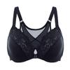 DELIMIRA Women's Front Closure Bras Posture Full Coverage Plus Size Lace Underwire Unlined Bra Black 48F view 1
