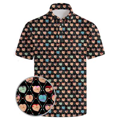 AYUNIX Halloween Butt Golf Shirts for Men Funny Golf Polos Short Sleeve Quick Dry Polo Shirts Halloween Costume Outfit