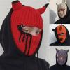 GQABXKDQO Funny Horns Creative Knitted Hat Warm Beanies Full Face Cover Ski Mask Winter Balaclava Hat Cap for Men Women(Rojo) view 2
