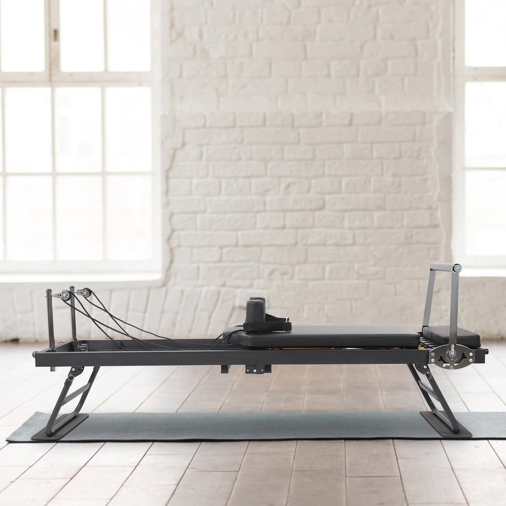 HOLMZCED Foldable Pilates Reformer Machine, Adjustable Pilates Exercise Equipment Multifunctional Yoga Fitness Equipment Up to 264 LBS for Home Workout