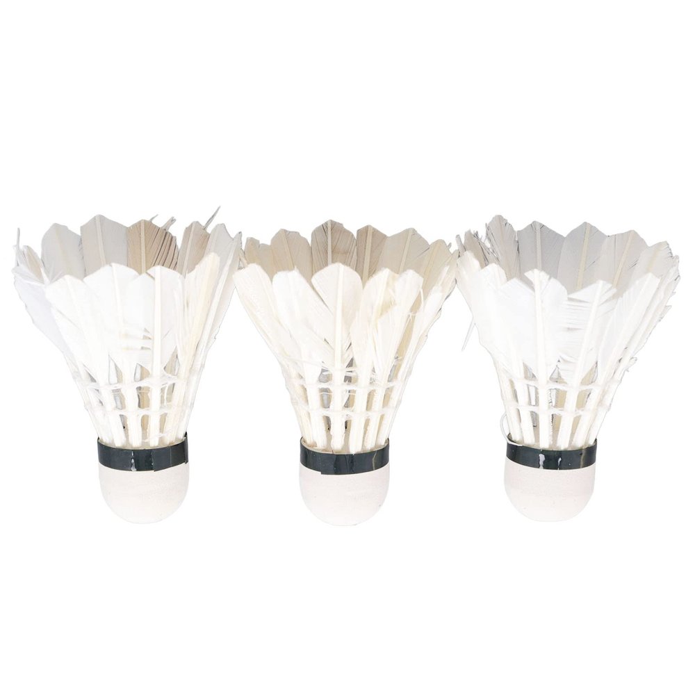 Badminton Ball, Badminton Equipment with Storage Bucket 3pcs White Goose Feather Badminton Foam Ball Heads for Professional Training and Amateurs