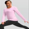 Women's Thermal Fleece Tops Long Sleeve Workout Shirts Running Athletic Base Layer with Thumb Holes Zipper Pocket(Pink,XS) view 2