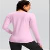 Women's Thermal Fleece Tops Long Sleeve Workout Shirts Running Athletic Base Layer with Thumb Holes Zipper Pocket(Pink,XS) view 4