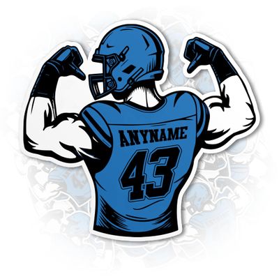 Custom Football Player Sticker Personalized Football Name Stickers Football Team Waterproof Vinyl Sticker for Laptop, Water Bottles, Phone, Kindle Decor Decal Gifts for Adults Kids