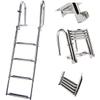 Stainless Steel Boat Ladder, Telescopic Folding Ladder for Swim Pool/Boat/Pontoon, 4 Step Stainless Steel Sub-Platform Sliding Board for Boarding Boat Telescopic Ladder with Extra-Wide Steps view 1