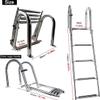 Stainless Steel Boat Ladder, Telescopic Folding Ladder for Swim Pool/Boat/Pontoon, 4 Step Stainless Steel Sub-Platform Sliding Board for Boarding Boat Telescopic Ladder with Extra-Wide Steps view 4