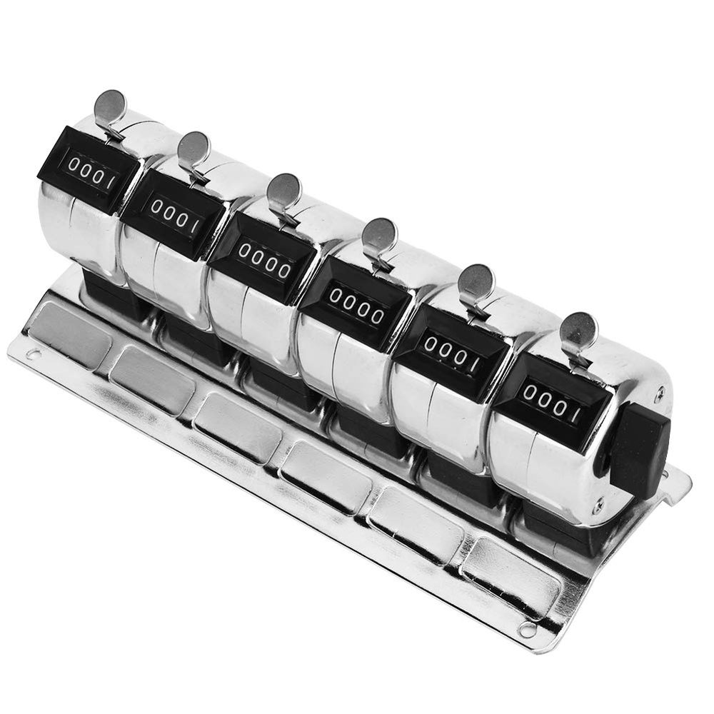 XWXLIJV Hand Tally Counter 4 Digit 0-9999 Counting Range 6 Units Metal Mechanical Counter Stainless Steel Manual Clicker Handheld Number Click Counters for Airport Terminal Order Statistics
