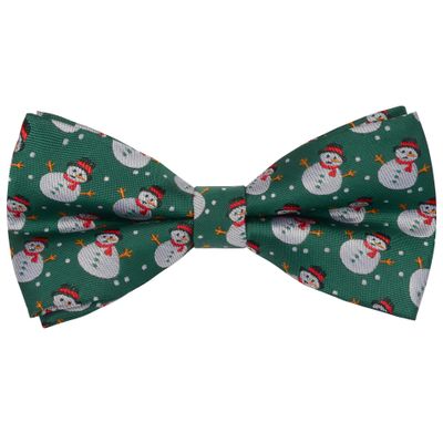 Branduce Green Christmas Bow Tie for Men Silk Woven Festival Theme Bow tie Christmas Snow Men Pattern Mens Bowties (BB08-14)
