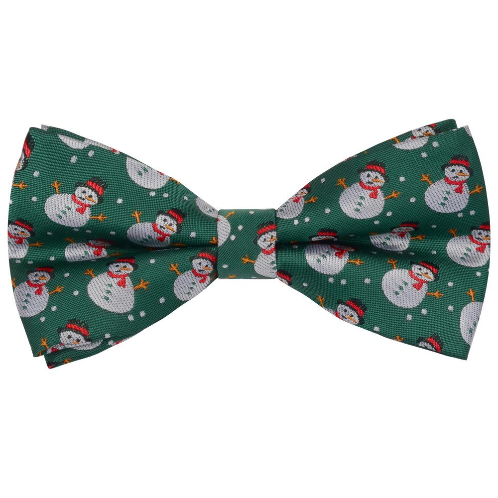 Branduce Green Christmas Bow Tie for Men Silk Woven Festival Theme Bow tie Christmas Snow Men Pattern Mens Bowties (BB08-14)