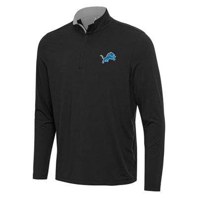 Antigua Men's Black/Gray Detroit Lions Content Quarter-Zip Pullover Top