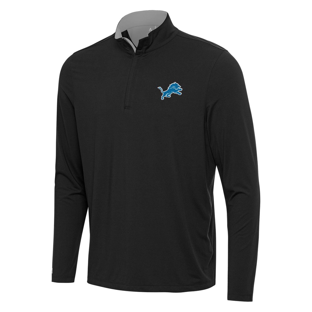 Antigua Men's Black/Gray Detroit Lions Content Quarter-Zip Pullover Top