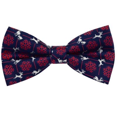 Branduce Burgundy Navy Christmas Bow Tie for Men Silk Woven Festival Theme Bow tie Christmas Snow Reindeer Pattern Mens Bowties (BB08-17)