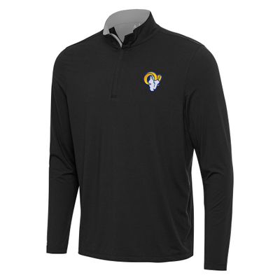 Antigua Men's Black/Gray Los Angeles Rams Content Quarter-Zip Pullover Top