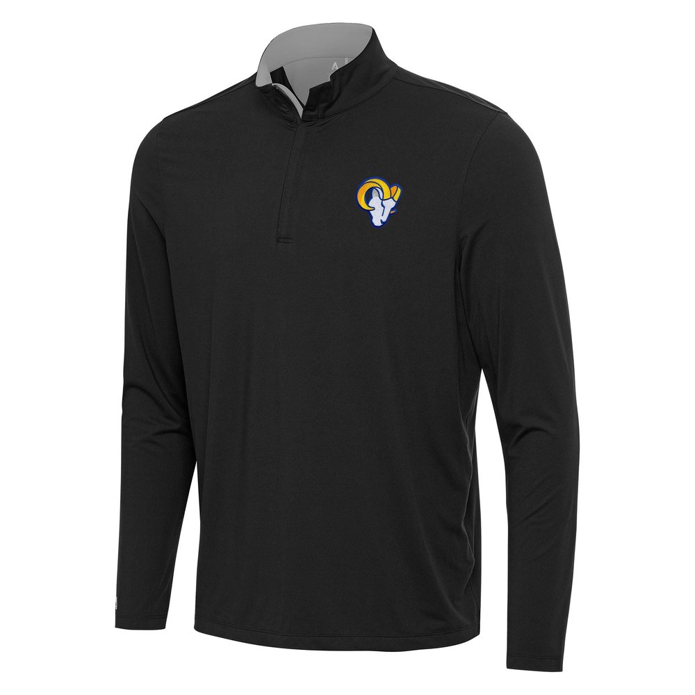 Antigua Men's Black/Gray Los Angeles Rams Content Quarter-Zip Pullover Top