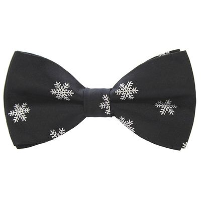 Branduce Black Christmas Bow Tie for Men Silk Woven Festival Theme White Snow Bow tie Christmas Pattern Mens Bowties (BB08-39)